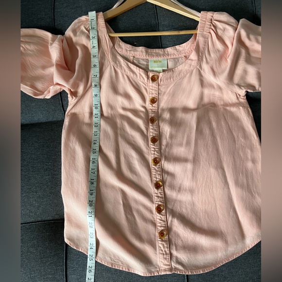 MAEVE ANTHROPOLOGIE Peach Pink Rayon Cotton Blend Off the Shoulder Blouse Size 6 - Picture 11 of 13